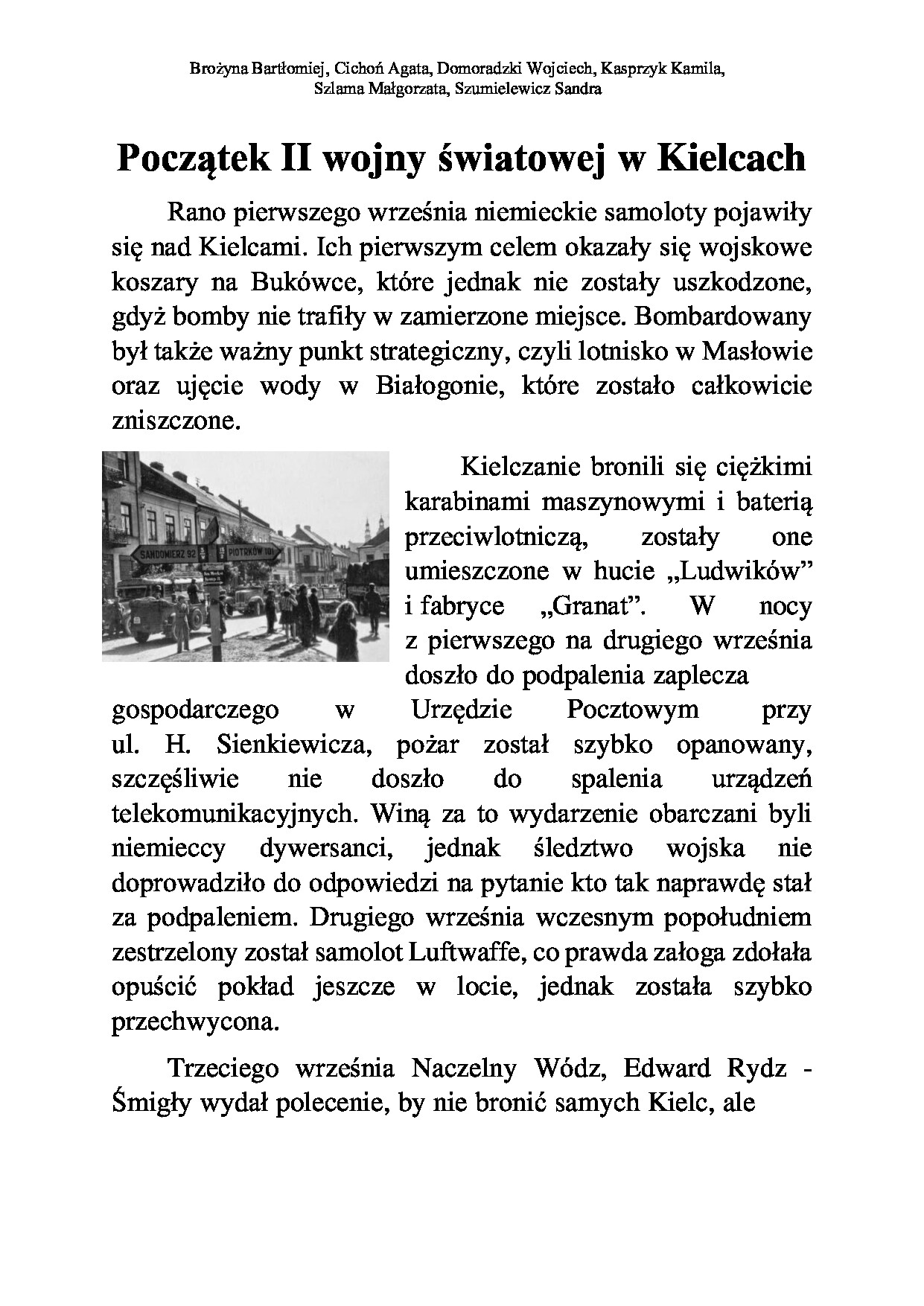 Wydarzenia początkowe podczas II wojny